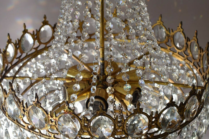 French Empire Crystal Chandelier Antique Vintage Ceiling Lighting Pendant Lamp