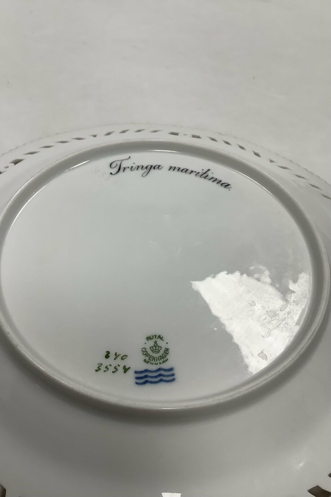 Royal Copenhagen Flora Danica Birds Lunch plate No 20/3554 with openwork edge.