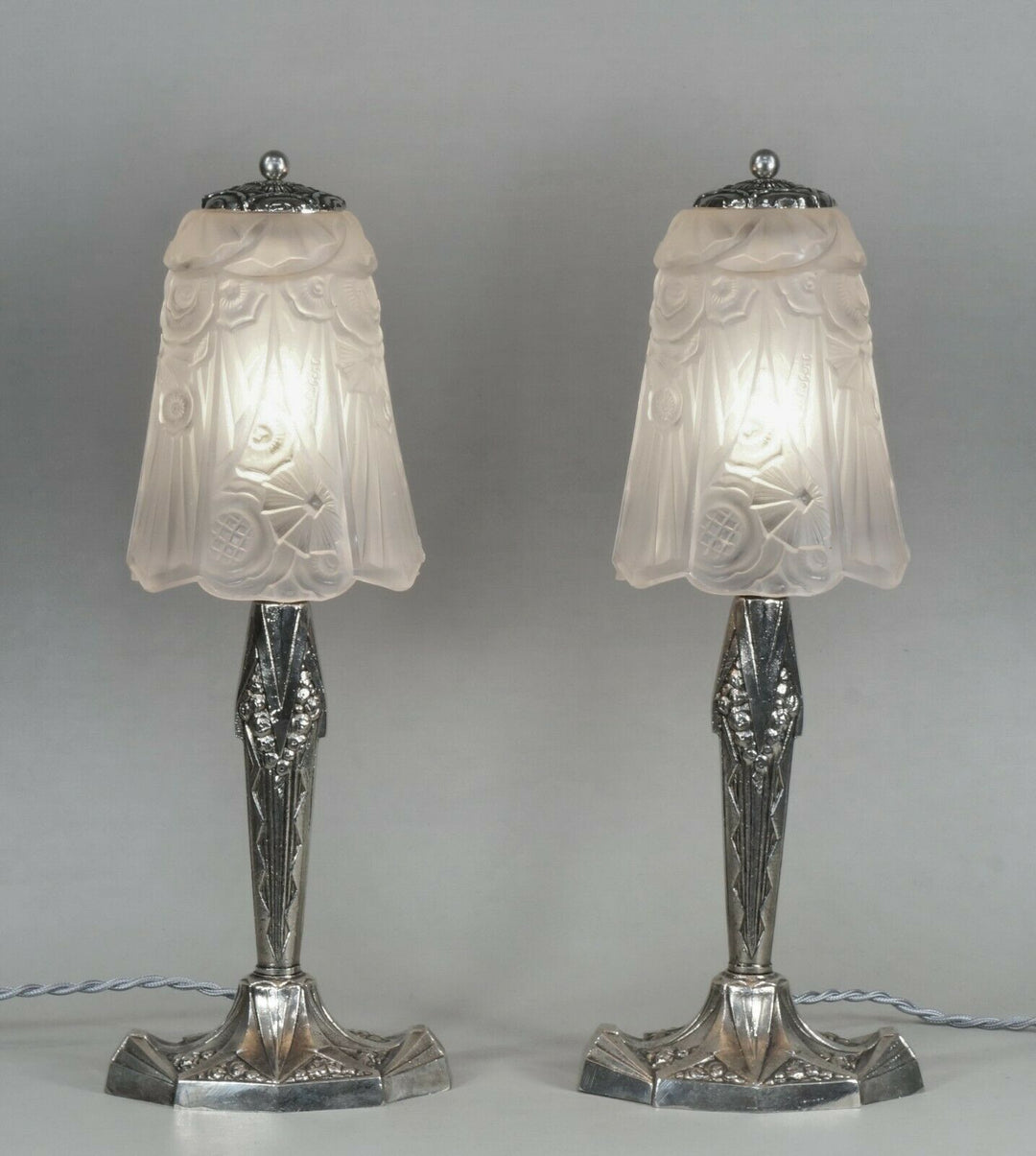 GAUTHIER EJG : pair of FRENCH 1930 ART DECO LAMPS ....... lamp muller era France