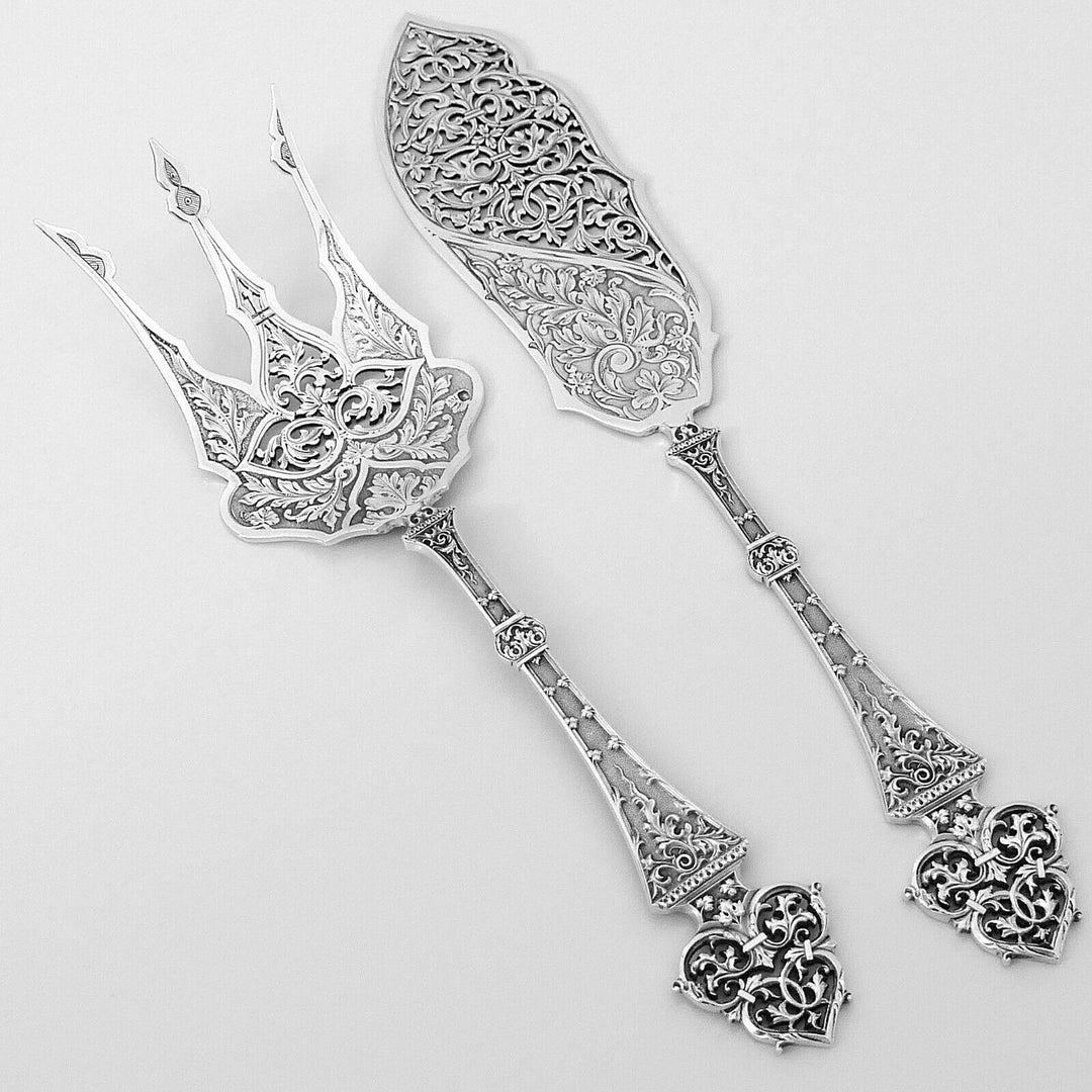 Puiforcat Masterpiece French Sterling Silver Fish Servers 2 Pc, Trilobé