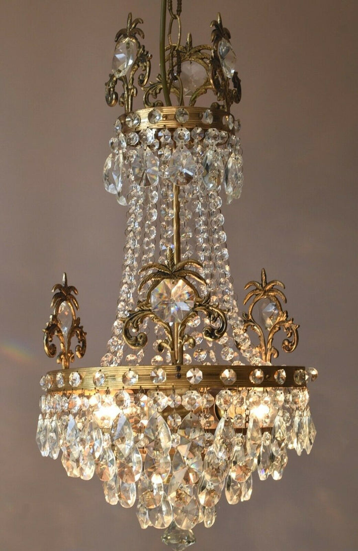 Ornate Antique/ Vintage Crystal Chandelier, Hallway Lighting Light Pendant Lamp