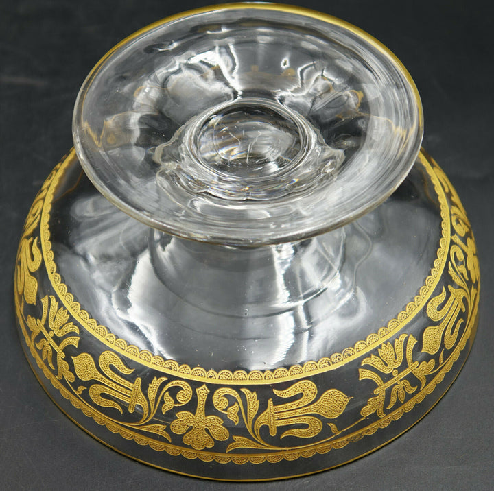 French Baccarat Covered Candy Bowl & Plate Gold Encrusted Fleur De Lys 1907