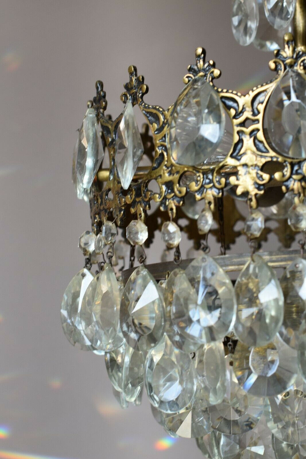 アンティーク照明 クリスタルシャンデリア ヴィンテージ シャビー