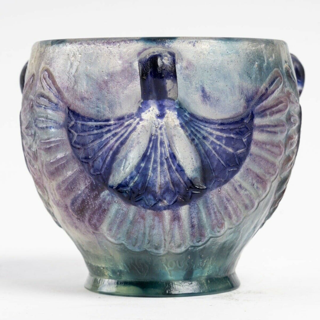 Vase Coupe Lotus Gabriel Argy Rousseau Cameo Glass Pate De Verre Flowers