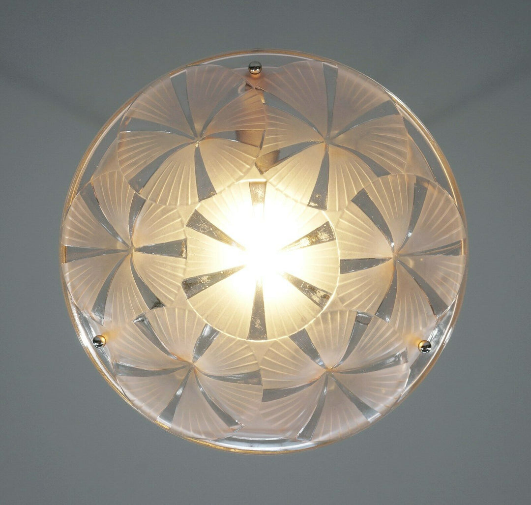 HUBENS & DEGUÉ : FRENCH 1930 ART DECO PENDANT . chandelier 1925 lamp muller era