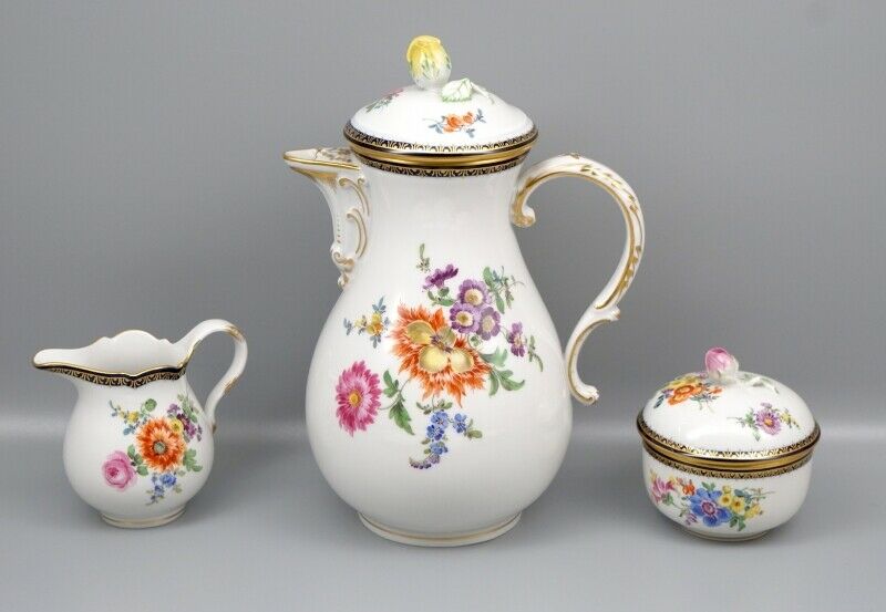 Meissen Kaffeeservice für 6 Person A-Kante Blumenbukett, 1 Wahl.