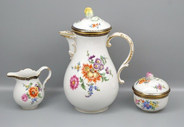 Meissen Kaffeeservice für 6 Person A-Kante Blumenbukett, 1 Wahl.