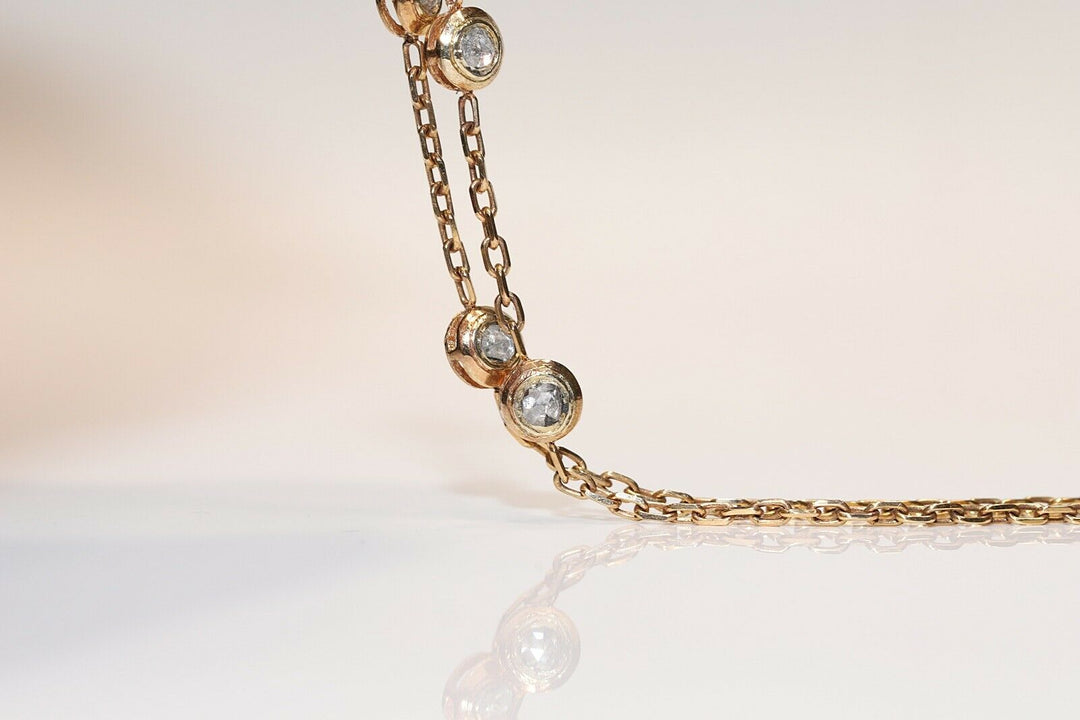 アンティーク オスマン朝 14K ゴールド 天然ローズカット ダイヤモンド装飾ネックレス