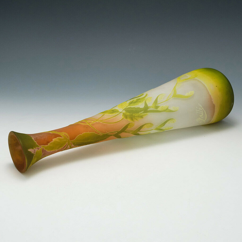 A Tall and Very Fine Emille Galle Cameo Glass Vase c1900