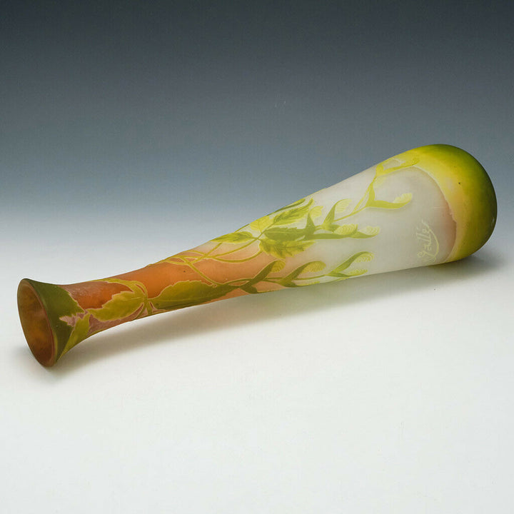 A Tall and Very Fine Emille Galle Cameo Glass Vase c1900