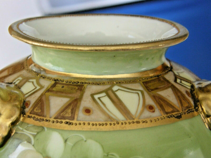 Vase-Lily of the Valley Pattern-3 Elephant Handles-Hand Painted Noritake Nippon