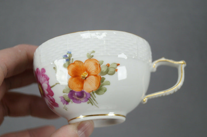 KPM Berlin Hand Painted Dresden Floral Butterfly & Gold Tea Cup & Saucer A