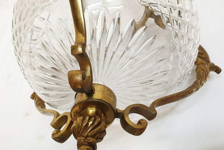 lanterne lustre d’alcôve en cristal moulé et bronze vers 1900 Baccarat
