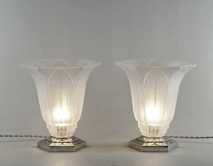 Pierre d'Avesn LORRAIN DAUM : a pair of French 1930 ART DECO lamps ........ lamp