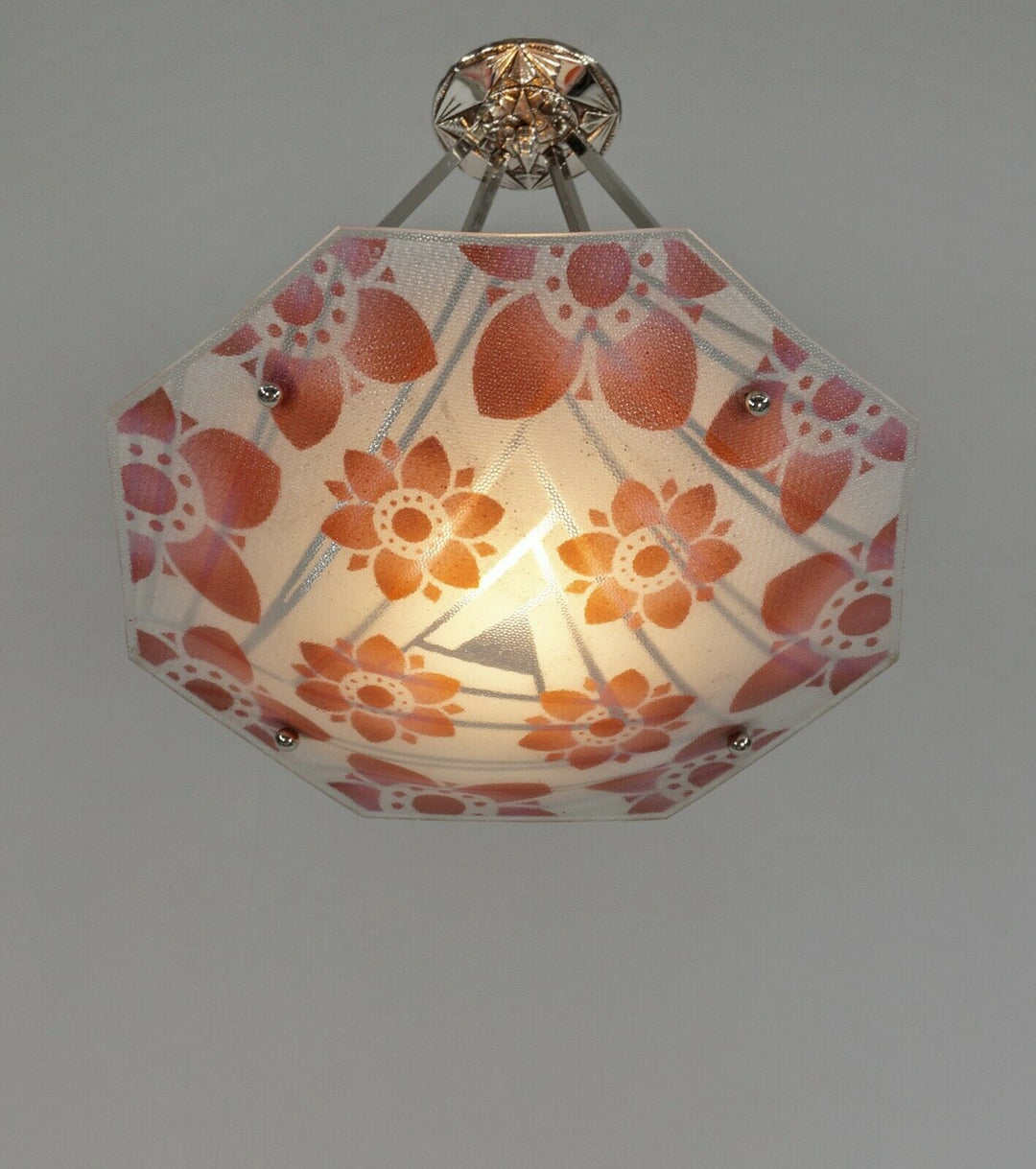 LOYS LUCHA : FRENCH 1930 ART DECO CHANDELIER .... pendant lamp daum era France