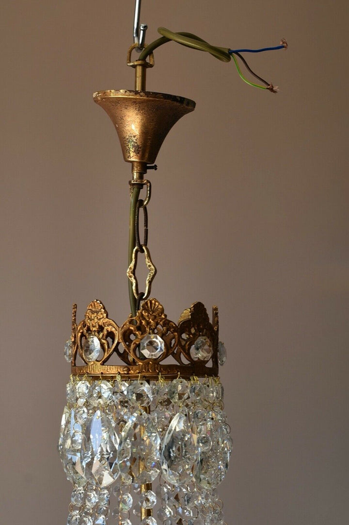Empire Vintage Crystal Chandelier, Antique Glass Lighting, French Lighting lamp
