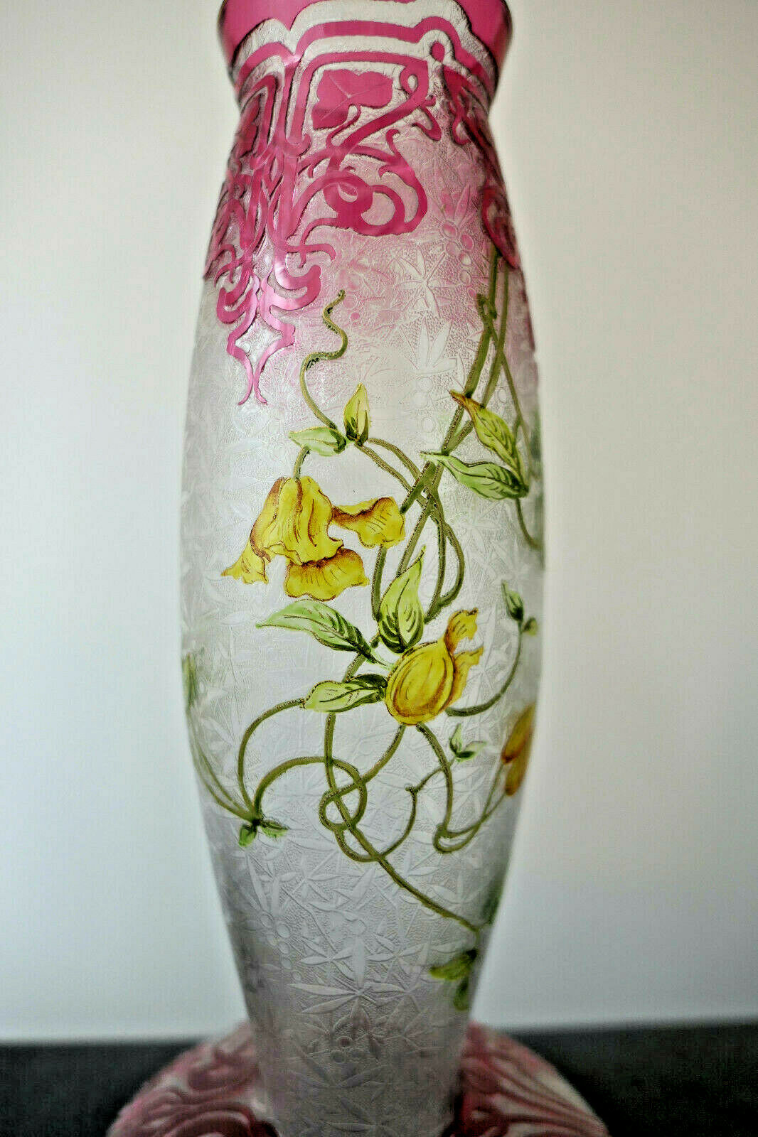 SUPERBE VASE BACCARAT DÉGAGÉ À L'ACIDE ÉPOQUE ART NOUVEAU 1900.