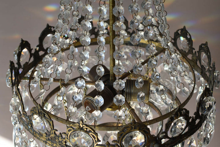Big Sale,Vintage Crystal Chandelier, Antique French Style mid century Lighting