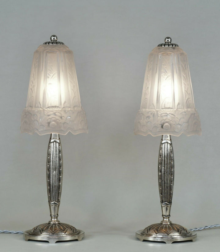 MAYNADIER : pair of FRENCH 1930 ART DECO LAMPS ..... lamp muller daum era france