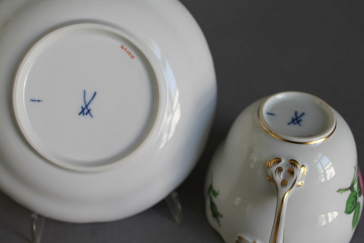 マイセン(Meissen)　カップ・ソーサー・プレート　ピンクローズ　金縁