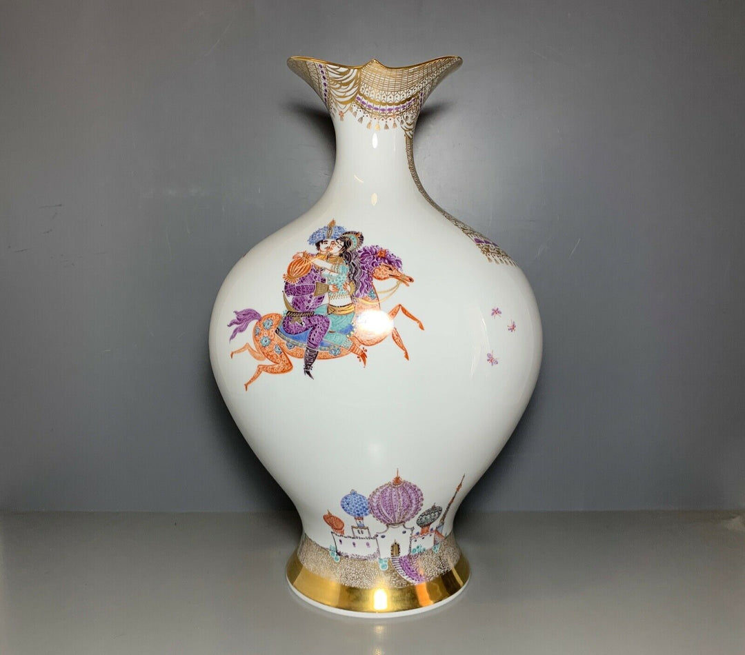 GROSSE MEISSEN VASE 1001 NACHT VIEL GOLD HEINZ WERNER SEHR GUTER ZUSTAND H:45cm