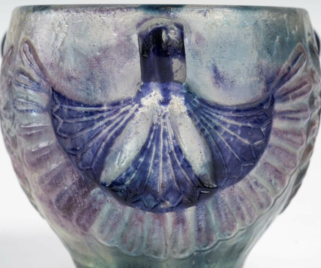 Vase Coupe Lotus Gabriel Argy Rousseau Cameo Glass Pate De Verre Flowers