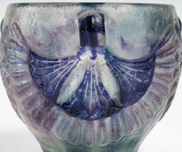 Vase Coupe Lotus Gabriel Argy Rousseau Cameo Glass Pate De Verre Flowers