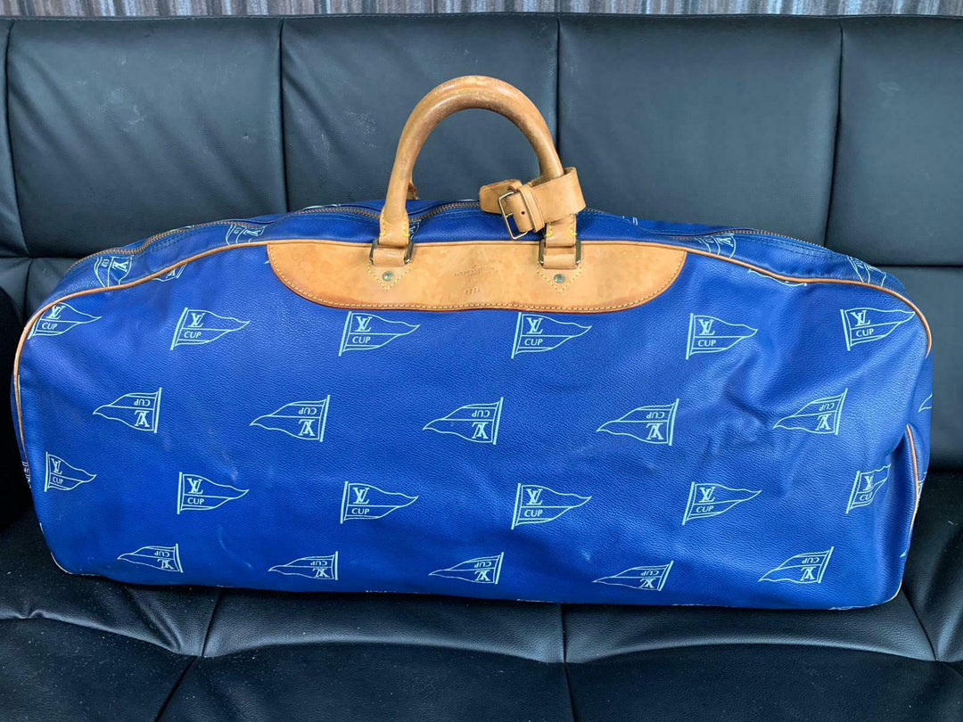 LOUIS VUITTON Sac Plein Air Long BAG CUP 1992 BLUE LEATHER VINTAGE Boston LV35