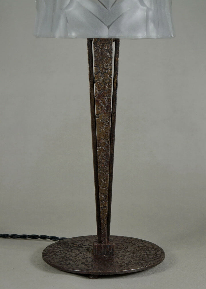 ムイネ　デュゲ　フランス製アールデコランプ　1930年　錬鉄・ガラス製