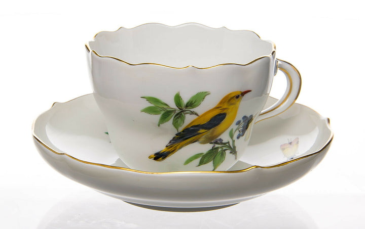 Kaffeegedeck Vogel- und Insektenmalerei Meissen Neuer Ausschnitt1. Wahl TOP