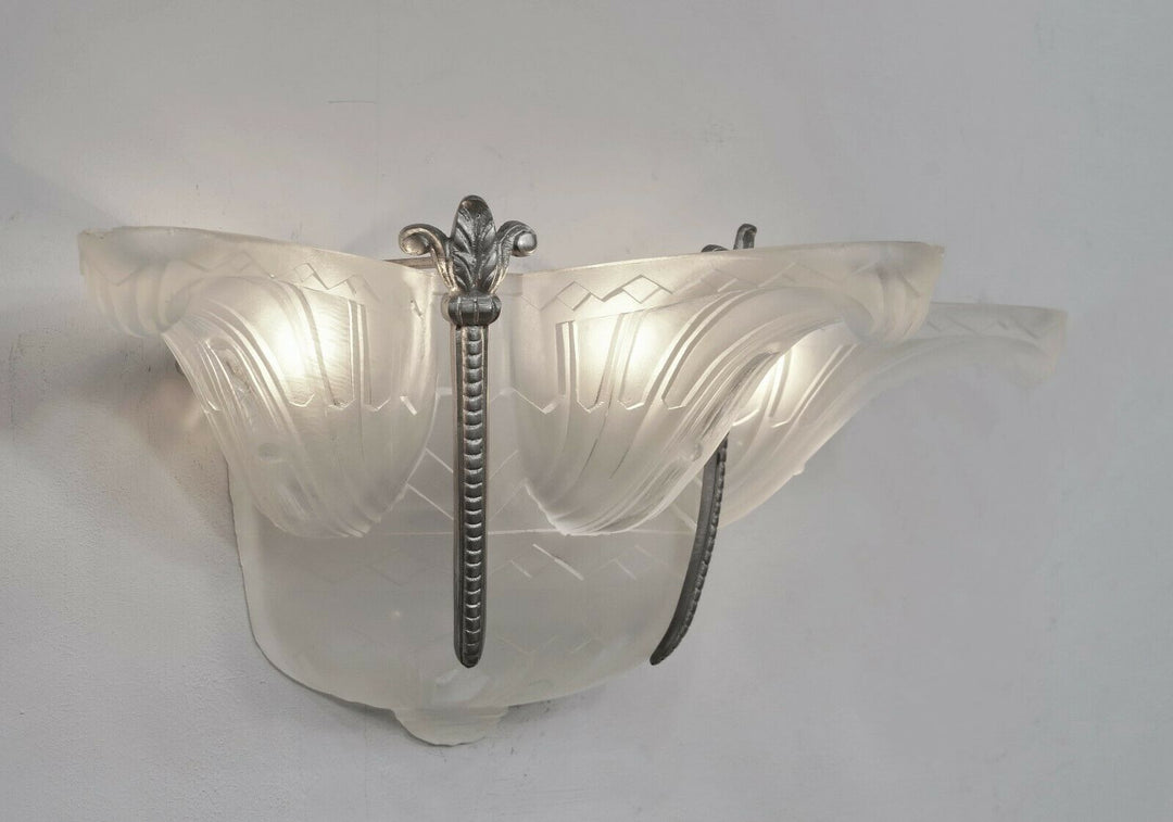 HANOTS : French 1930 art deco single wall sconce .. lamp muller degué era France