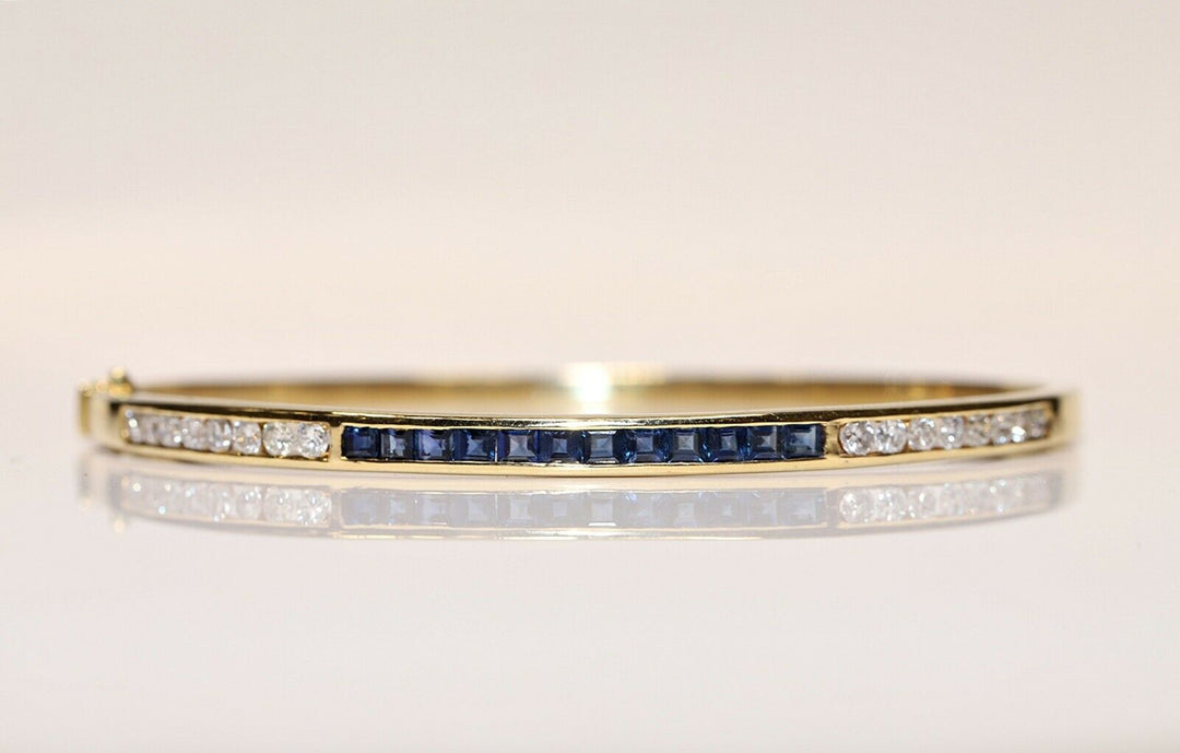 ヴィンテージ 18K ナチュラルダイヤモンドとサファイアのブレスレット