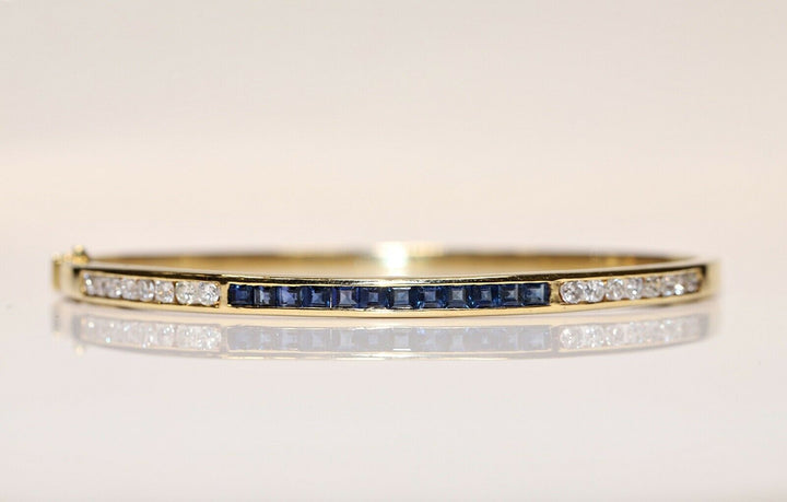 ヴィンテージ 18K ナチュラルダイヤモンドとサファイアのブレスレット