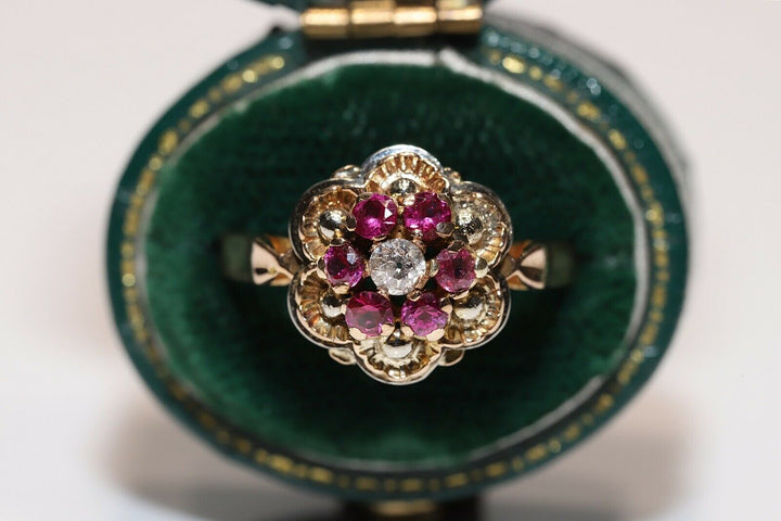 アンティーク 18K ナチュラルダイヤモンドとルビーのヴィクトリアンリング