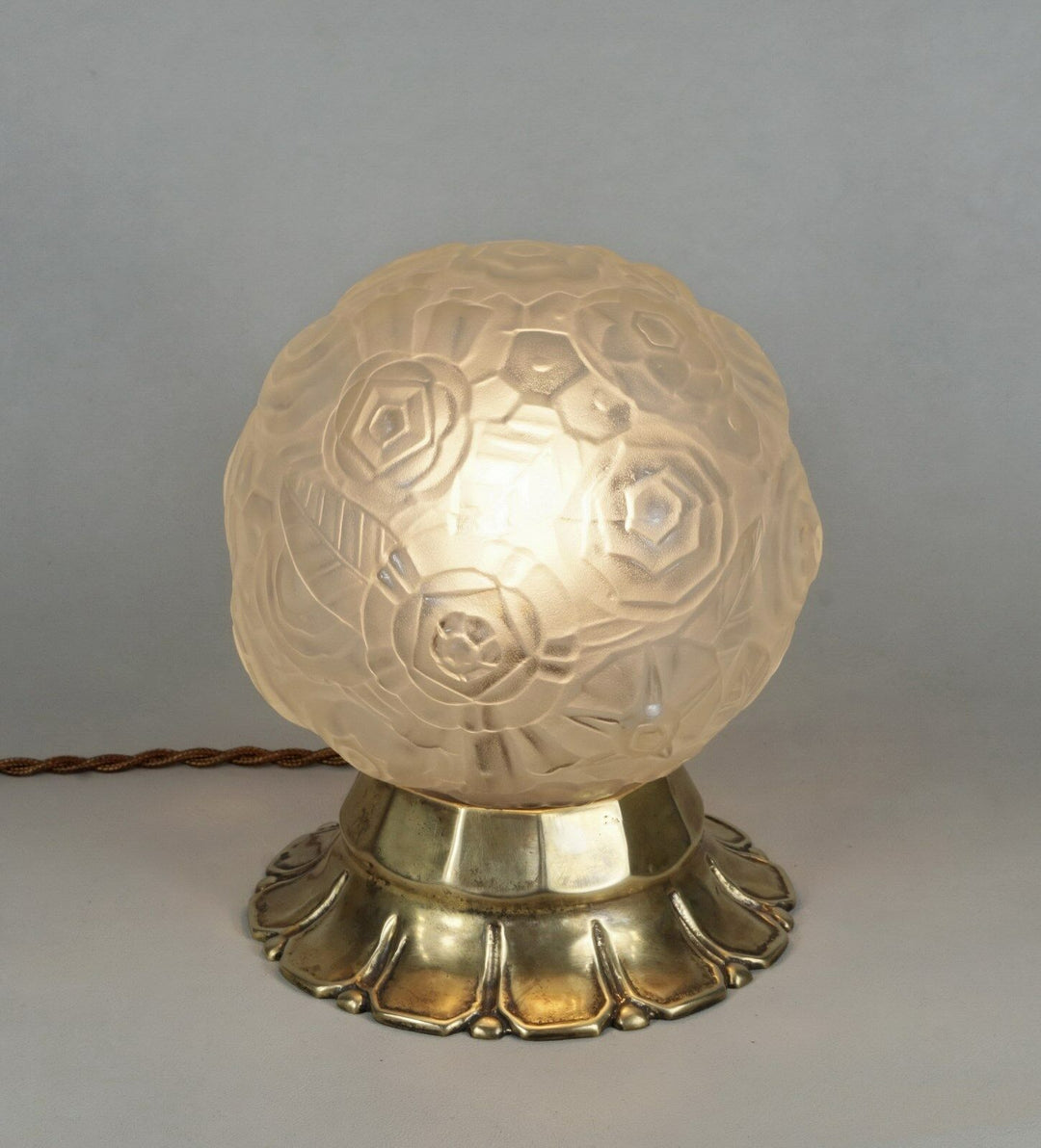 SABINO : FRENCH ART DECO LAMP 1930 ... bronze lustre globe lampe muller era 1925