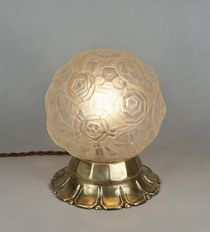 SABINO : FRENCH ART DECO LAMP 1930 ... bronze lustre globe lampe muller era 1925
