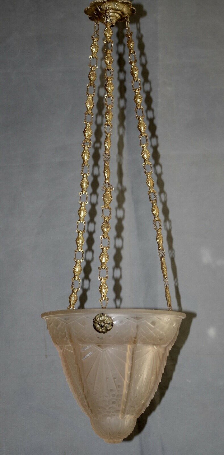 IMPORTANT GLOBE OBUS MULLER FRERES ART DECO BON ETAT