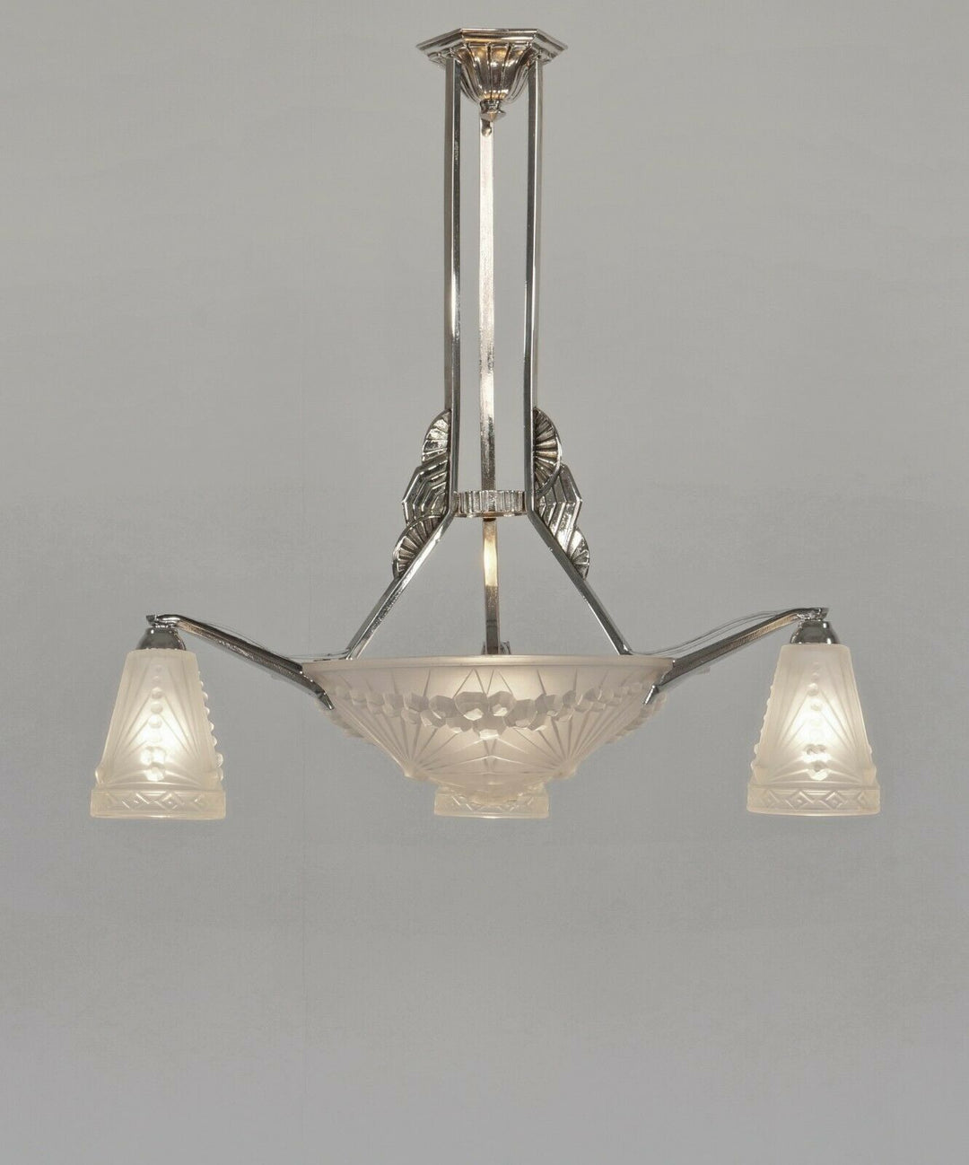 HETTIER & VINCENT and Schneider : French art deco chandelier ....... 1930 France