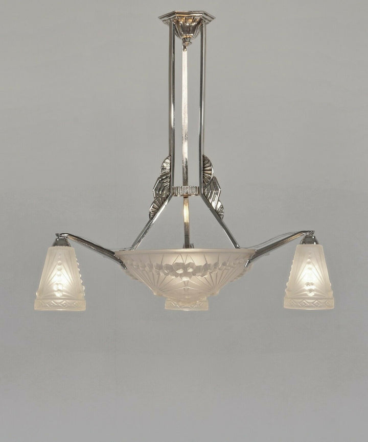 HETTIER & VINCENT and Schneider : French art deco chandelier ....... 1930 France
