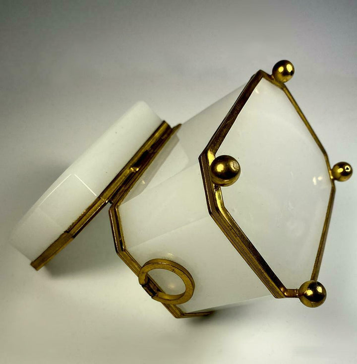 Opulent Antique French White Opaline, Dore Bronze Sugar Caddy, c.1810-30 Box