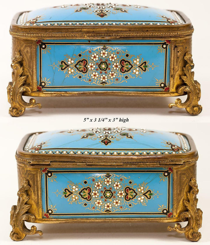 TAHAN, Paris: Antique Bressan or Severs Kiln-fired Enamel Jewelry Box, Casket