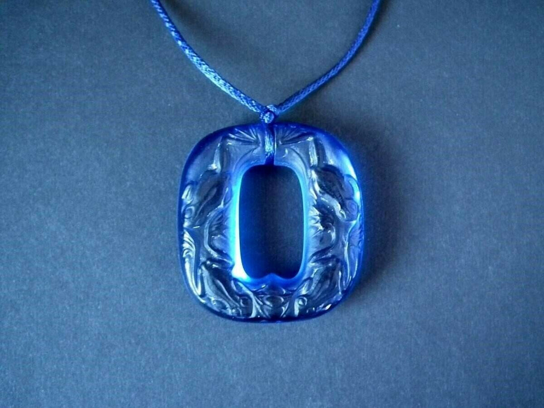 Rene Lalique Electric Blue Glass 'Grenouilles' Pendant
