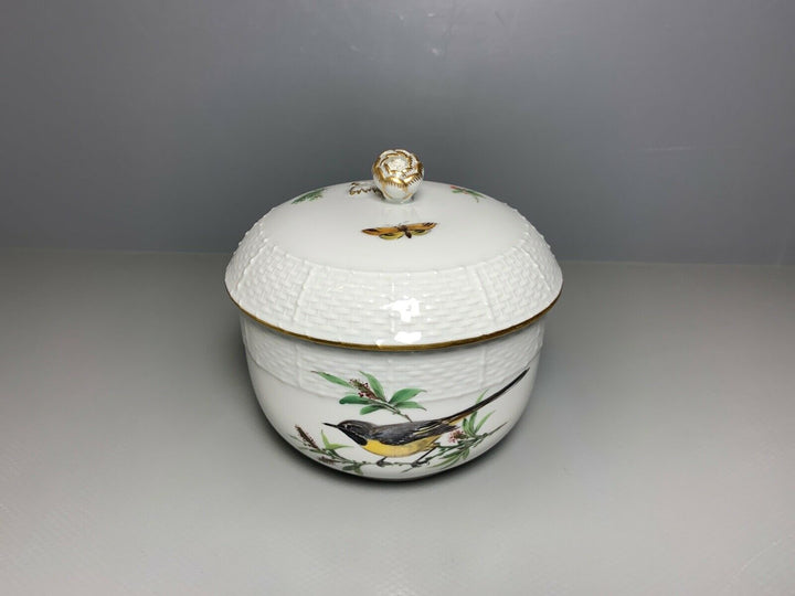 GROSSE MEISSEN DECKELDOSE ZUCKERDOSE DOSE VOGEL SCHMETTERLING TOP ZUSTAND 1.WAHL