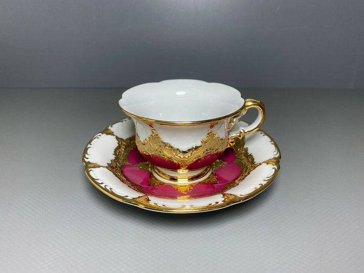 MEISSEN MOKKA GEDECK 2-TLG TASSE UT B-FORM WEINROT ROT BORDEAUX VIEL GOLD Nr.4