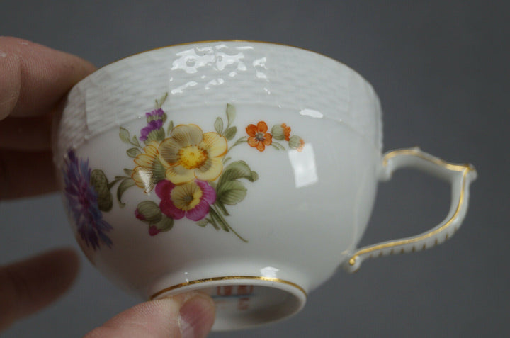 KPM Berlin Hand Painted Dresden Floral Butterfly & Gold Tea Cup & Saucer D