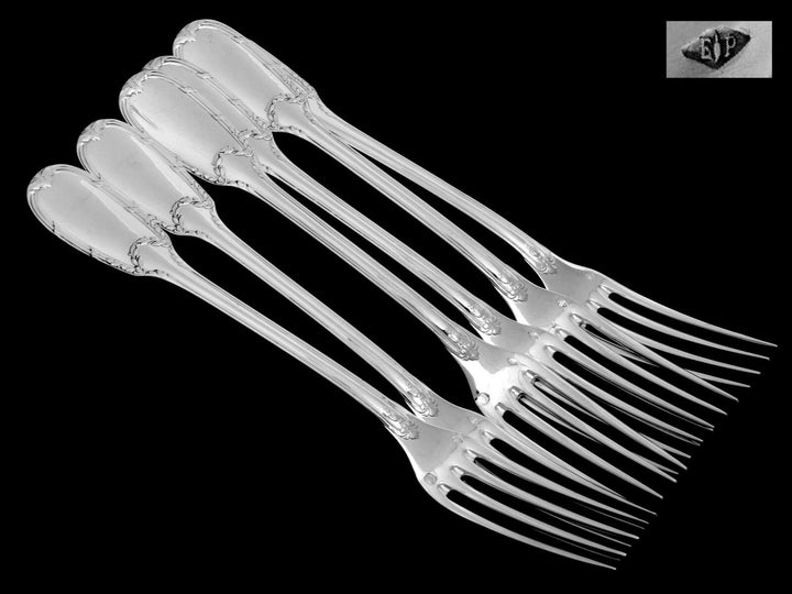 Puiforcat French Sterling Silver Dessert Flatware Set 12 pc Neoclassical