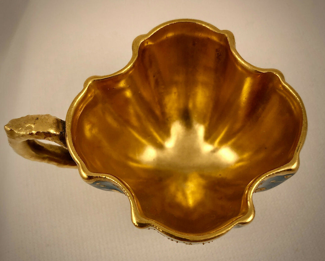 コールポート(Coalport)　カップ＆ソーサー　ターコイズ・ゴールド　脚付き