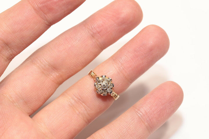 14K ナチュラルダイヤモンドのローズスタイルリング