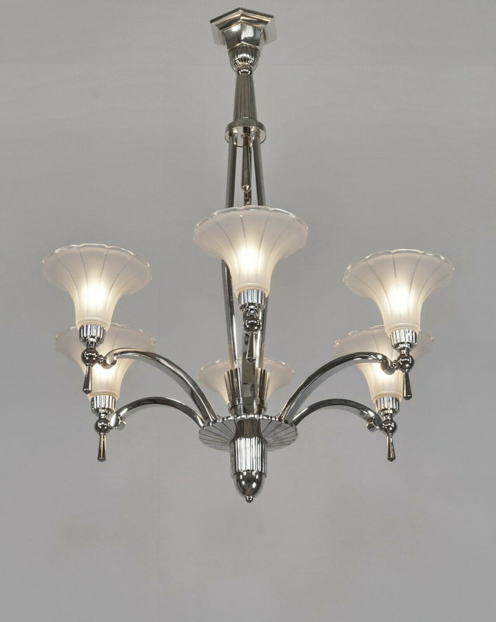 H.PETITOT : FRENCH 1930 ART DECO CHANDELIER ............. Muller frères France