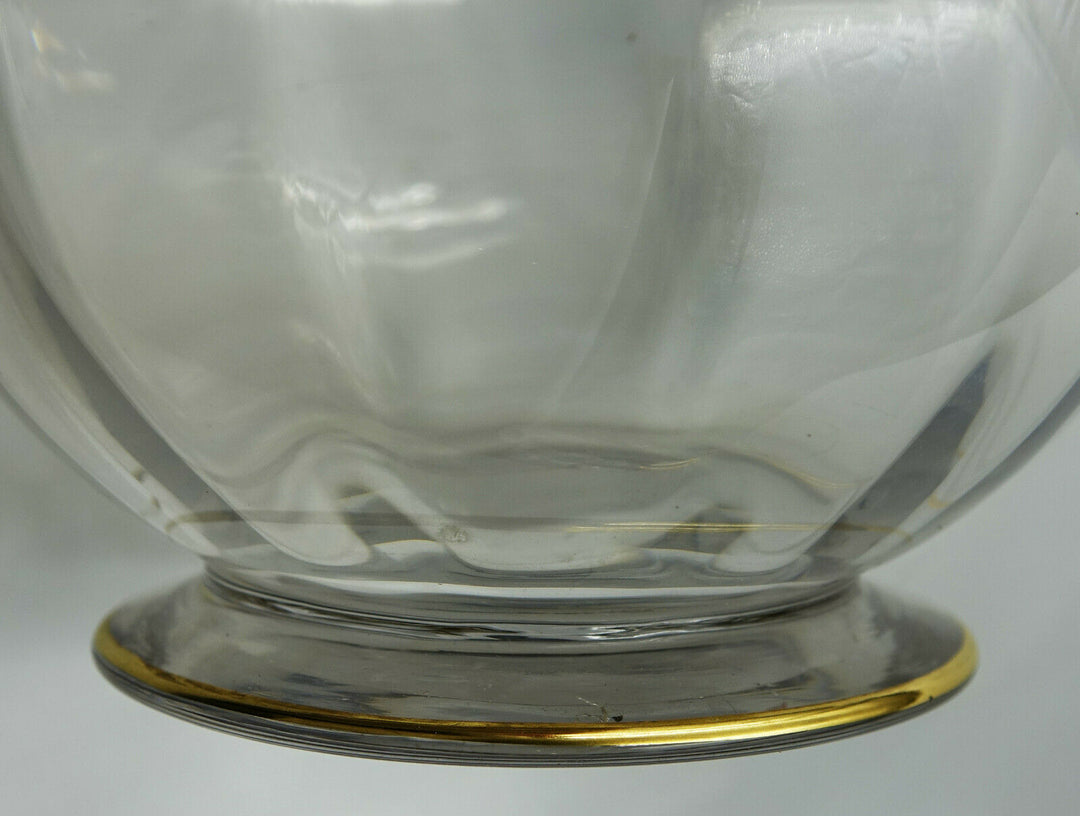French Baccarat Crystal Handled Wine Decanter Gold Encrusted Fleur De Lys 1907